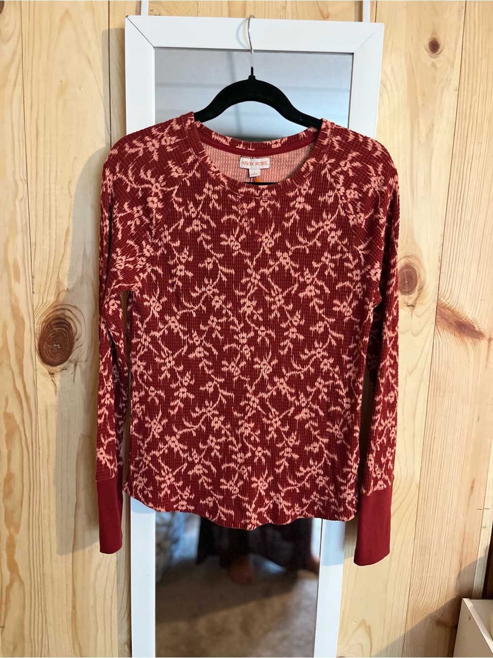 Knox Rose Stretchy Rib Knit Long Sleeve Top NWT